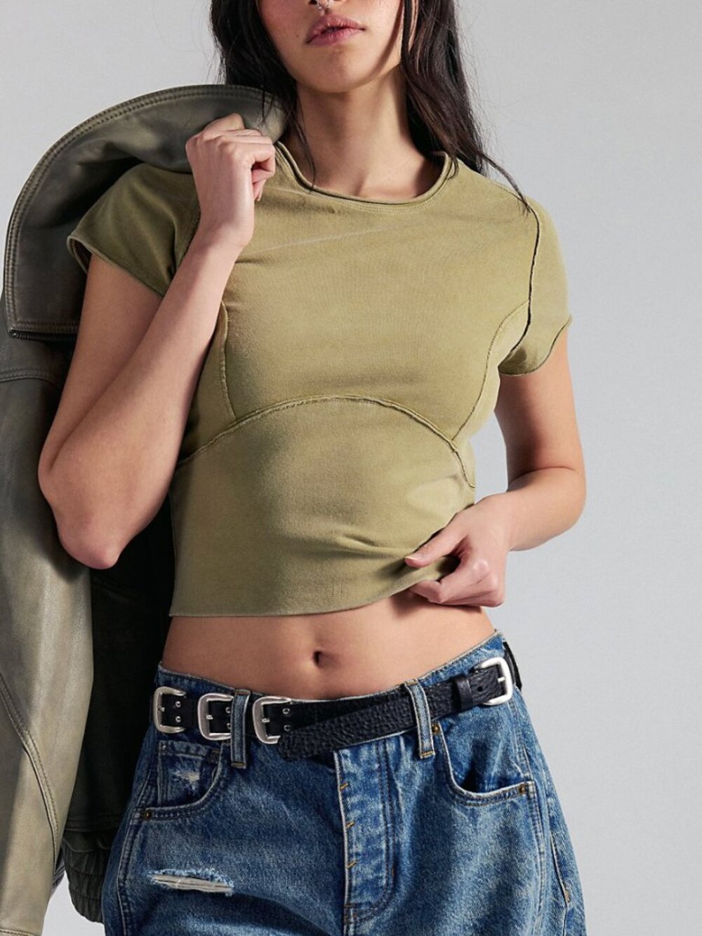 We The Free Protagonist Cropped Cap Sleeve Tee, Size M